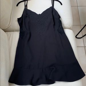 Black embroidered and lace dress